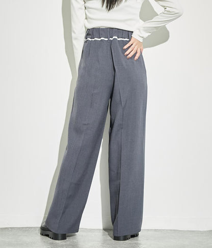 ウエスト ベルトテープ デザイン ワイドパンツ【セットアップ着用可】 792-8976