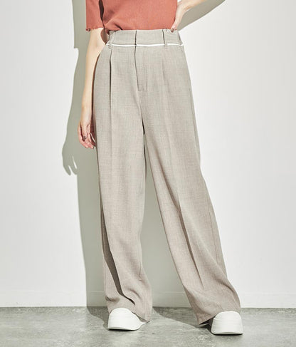 ウエスト ベルトテープ デザイン ワイドパンツ【セットアップ着用可】 792-8976