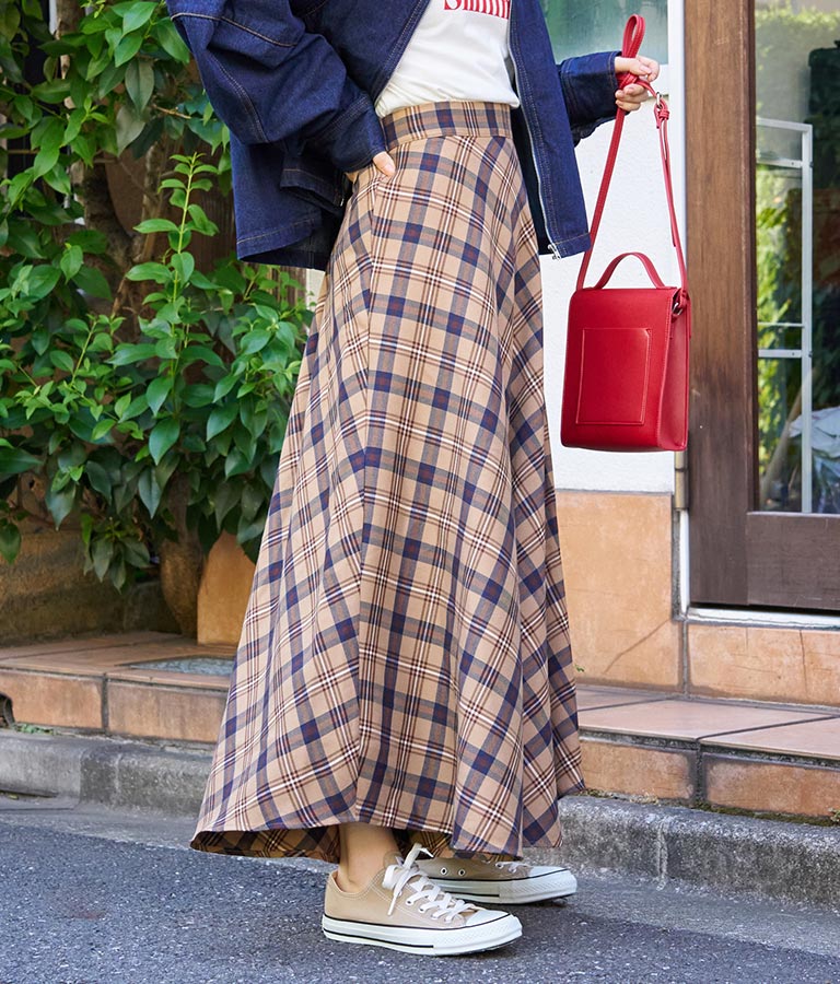 バイヤスチェックフレアスカート 521-6728