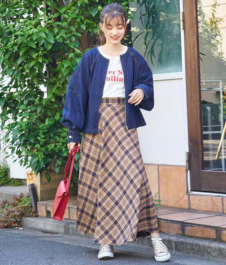 バイヤスチェックフレアスカート 521-6728