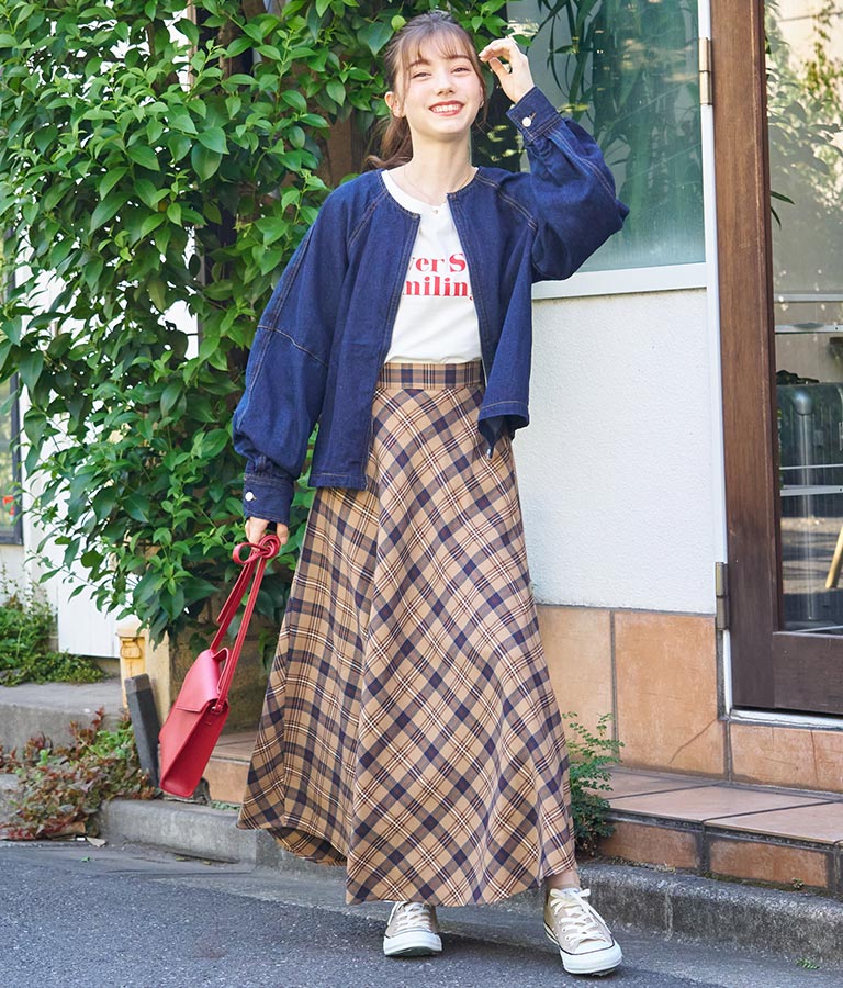 バイヤスチェックフレアスカート 521-6728