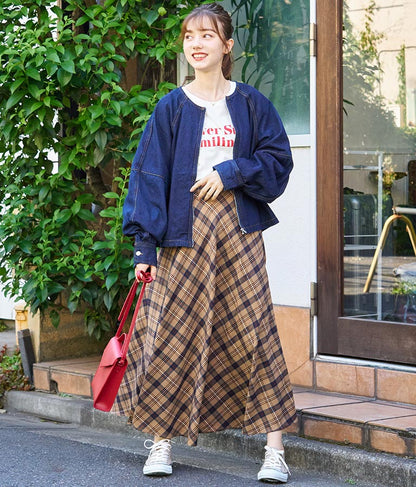 バイヤスチェックフレアスカート 521-6728