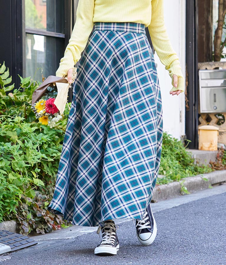 バイヤスチェックフレアスカート 521-6728