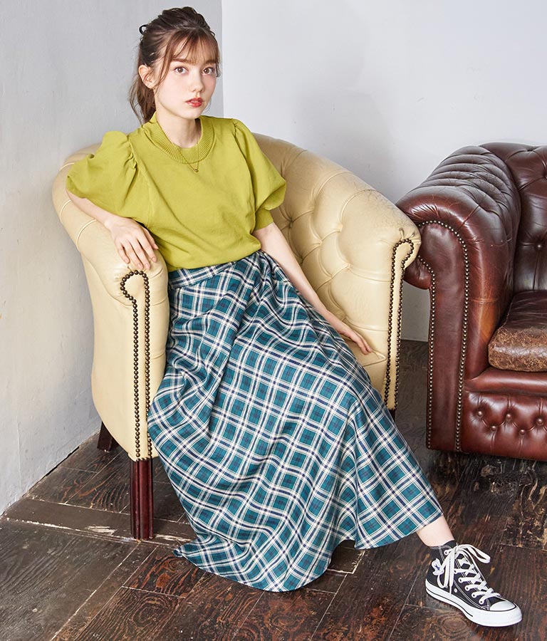 バイヤスチェックフレアスカート 521-6728
