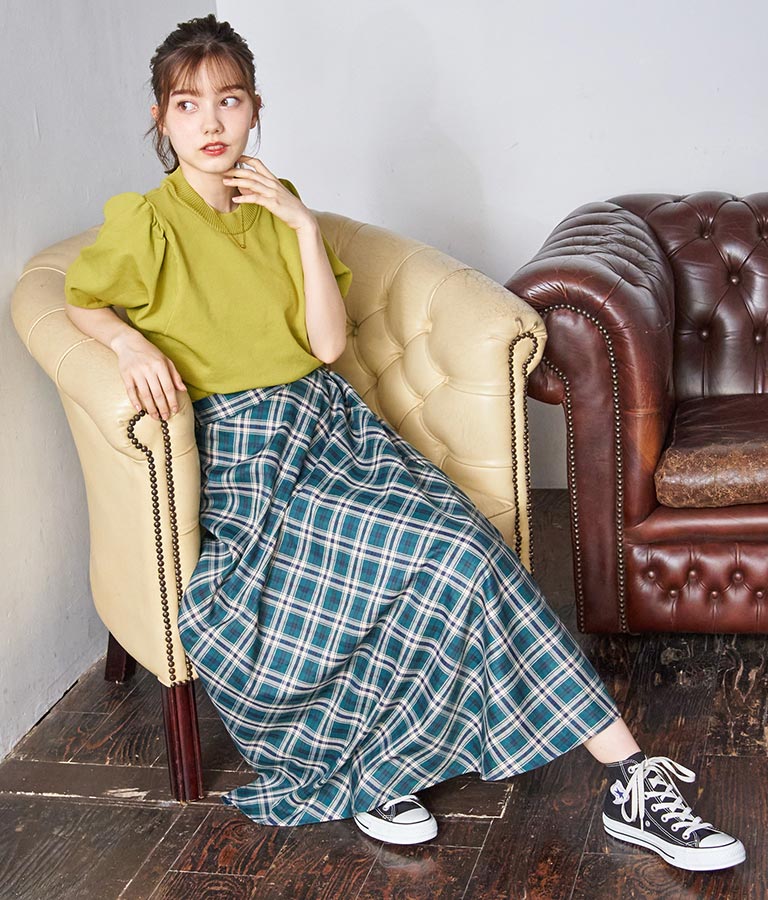 バイヤスチェックフレアスカート 521-6728