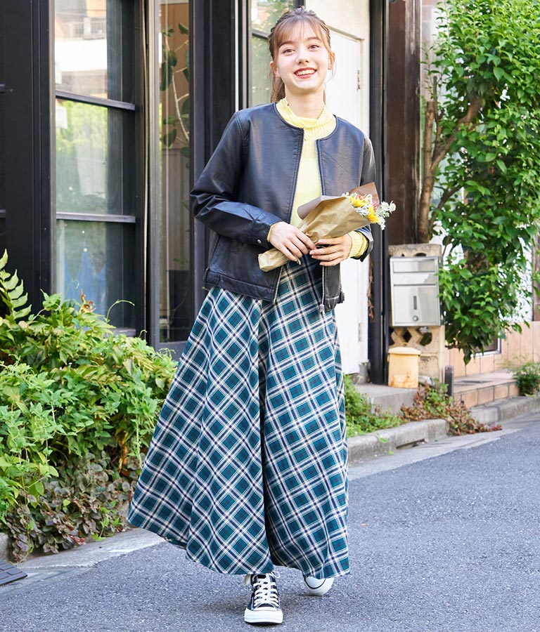 バイヤスチェックフレアスカート 521-6728