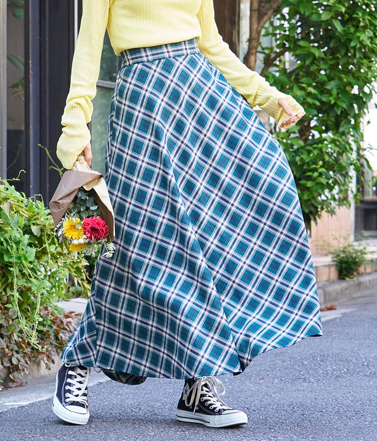 バイヤスチェックフレアスカート 521-6728