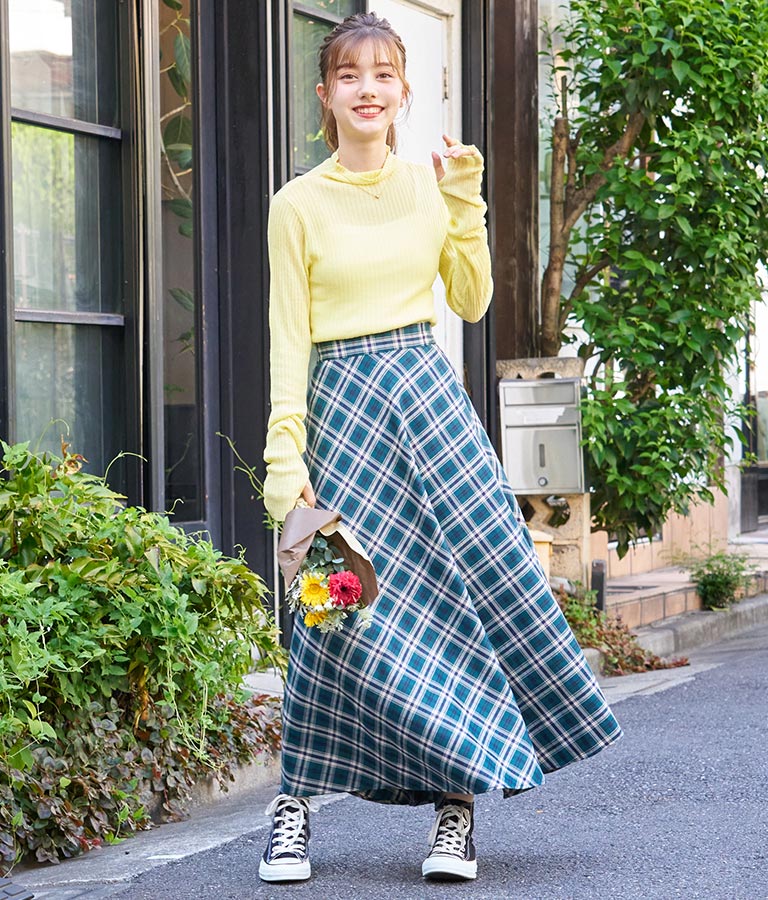バイヤスチェックフレアスカート 521-6728