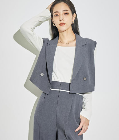 クロップド丈ベスト【セットアップ着用可】 794-8977