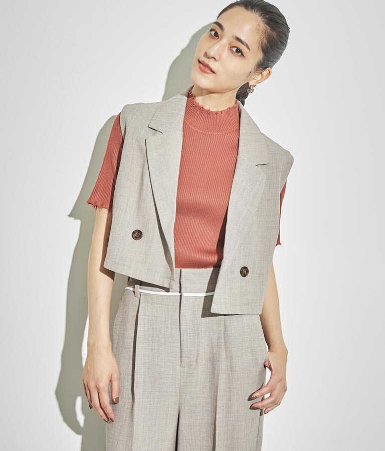 クロップド丈ベスト【セットアップ着用可】 794-8977