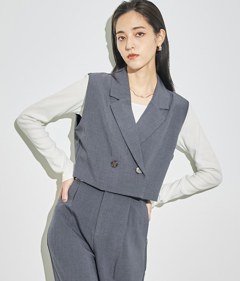 クロップド丈ベスト【セットアップ着用可】 794-8977