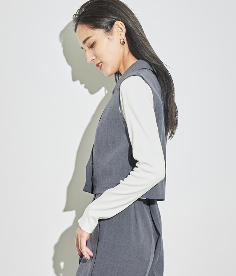 クロップド丈ベスト【セットアップ着用可】 794-8977