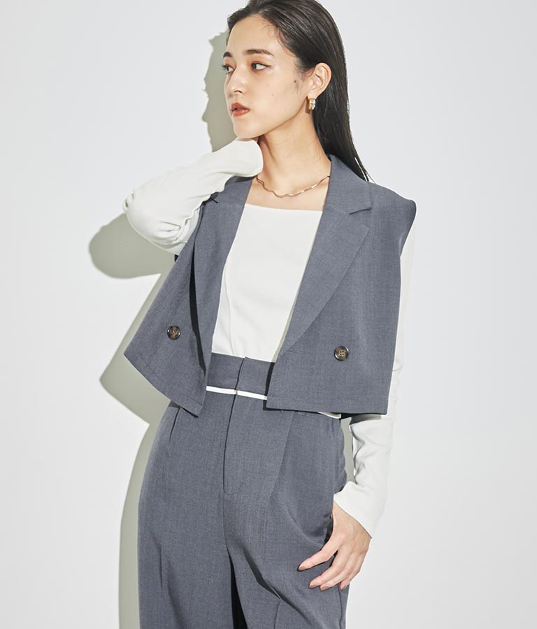 クロップド丈ベスト【セットアップ着用可】 794-8977