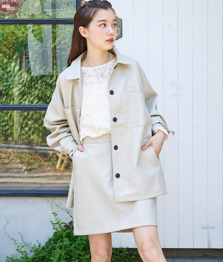 フェイクレザー ミニ スカート 521-6741