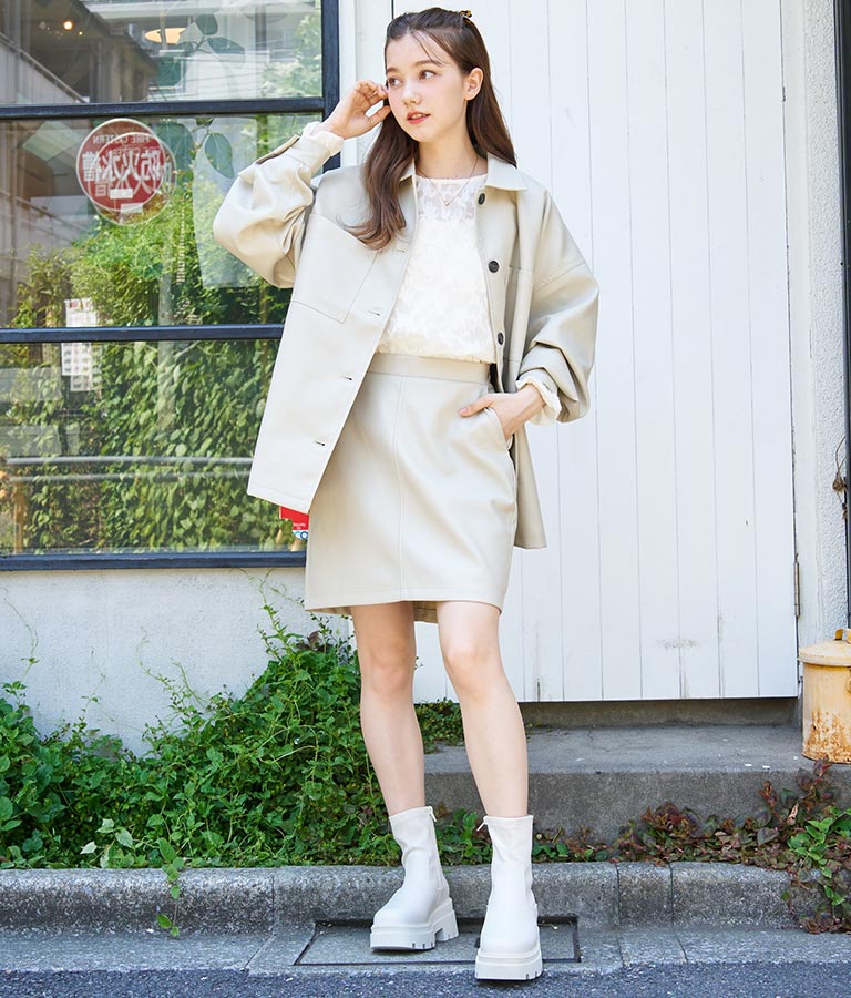 フェイクレザー ミニ スカート 521-6741