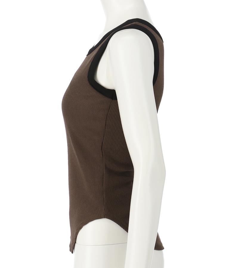 パッド付きリブタンクトップ