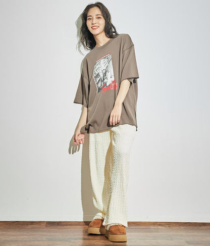 ジャガードカットソーワイドパンツ【セットアップ着用可】 792-9019