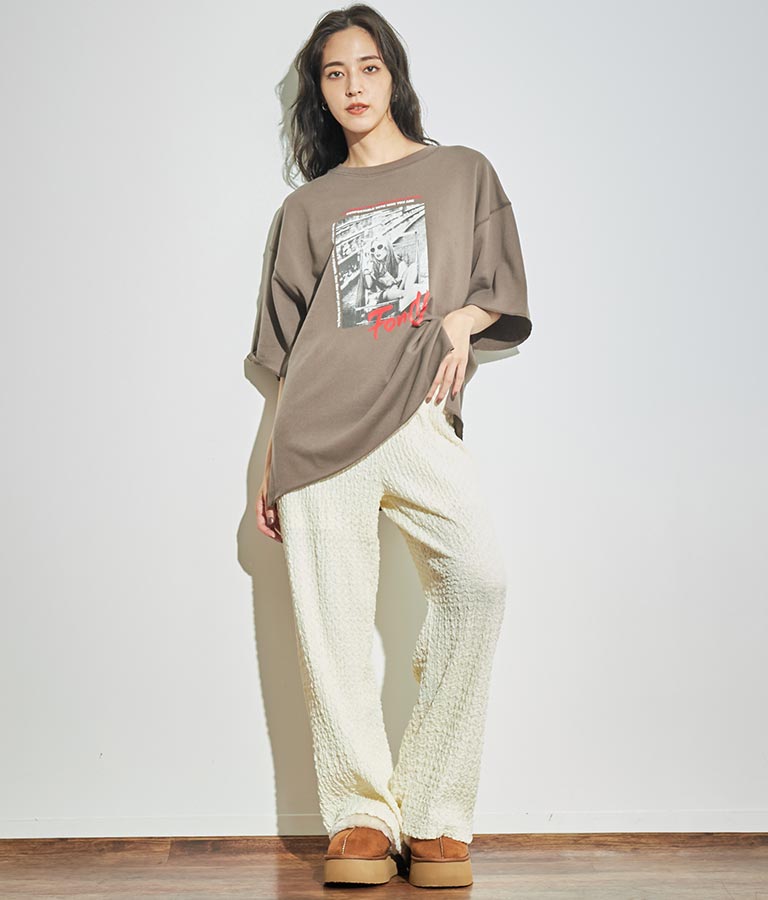 ジャガードカットソーワイドパンツ【セットアップ着用可】 792-9019