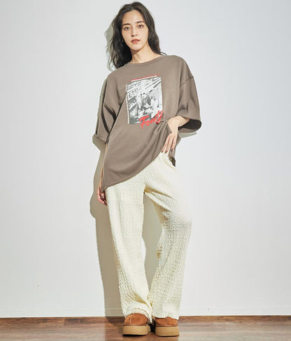 ジャガードカットソーワイドパンツ【セットアップ着用可】 792-9019