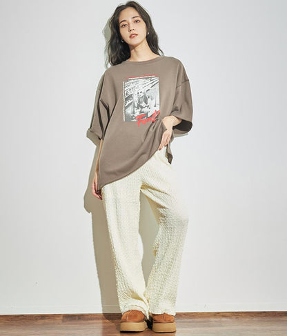 ジャガードカットソーワイドパンツ【セットアップ着用可】 792-9019