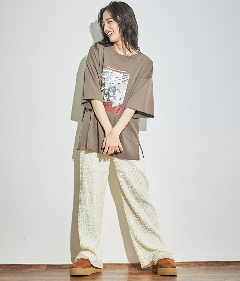 ジャガードカットソーワイドパンツ【セットアップ着用可】 792-9019