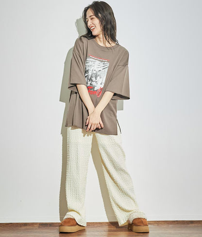 ジャガードカットソーワイドパンツ【セットアップ着用可】 792-9019