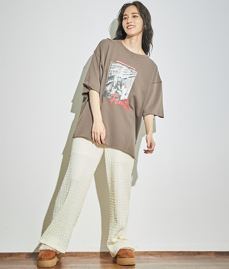 ジャガードカットソーワイドパンツ【セットアップ着用可】 792-9019