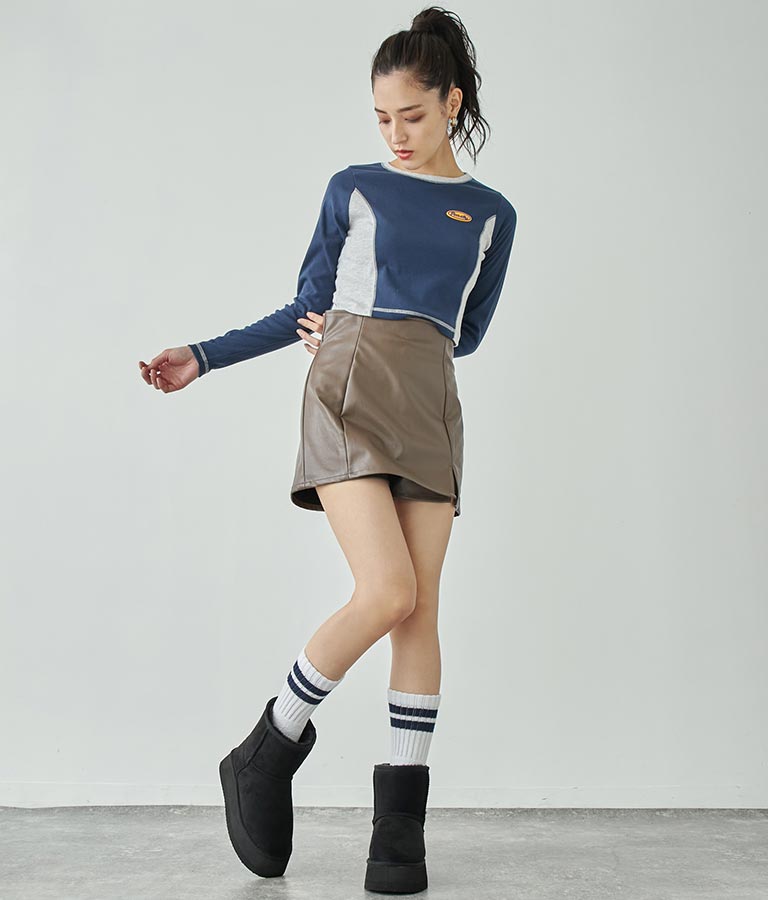 サイド配色ロングスリーブTシャツ 793-8970