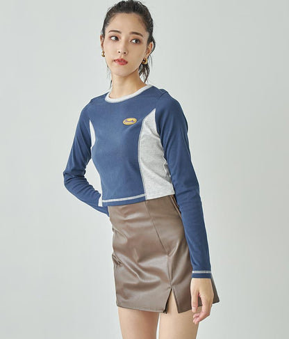 サイド配色ロングスリーブTシャツ 793-8970