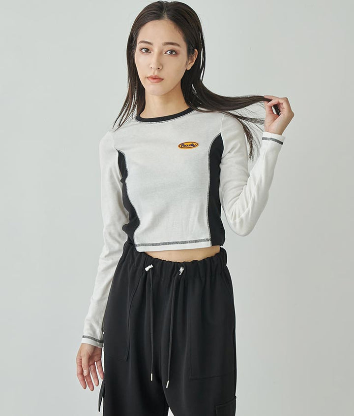 サイド配色ロングスリーブTシャツ 793-8970