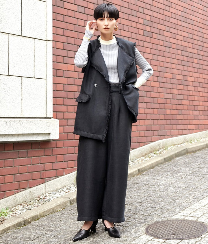 ツイード タック ワイド パンツ【セットアップ着用可】 362-9166