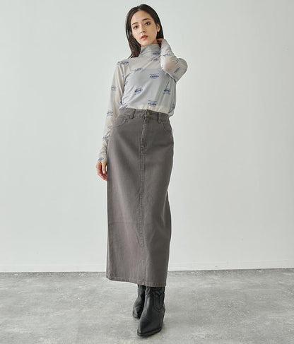 ロゴプリント シアー ハイネック トップス 793-9031