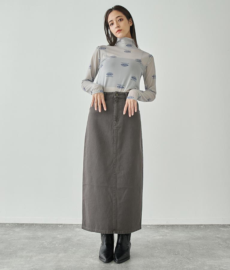 ロゴプリント シアー ハイネック トップス 793-9031