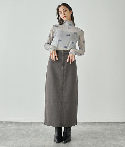 ロゴプリント シアー ハイネック トップス 793-9031