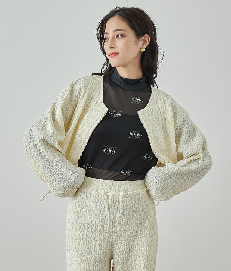 ロゴプリント シアー ハイネック トップス 793-9031