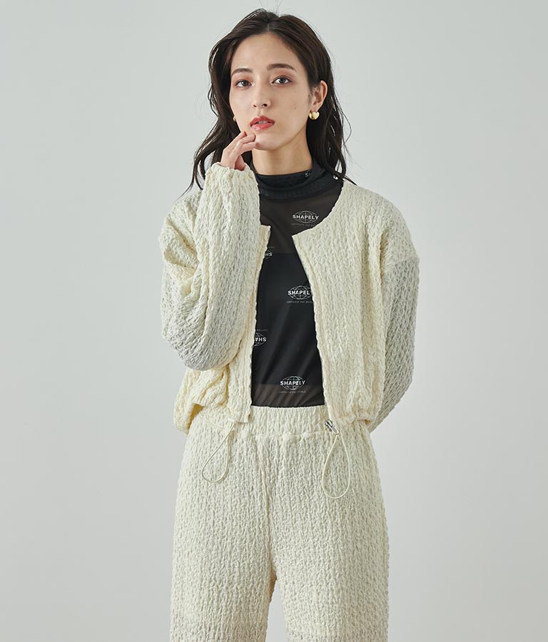 ロゴプリント シアー ハイネック トップス 793-9031