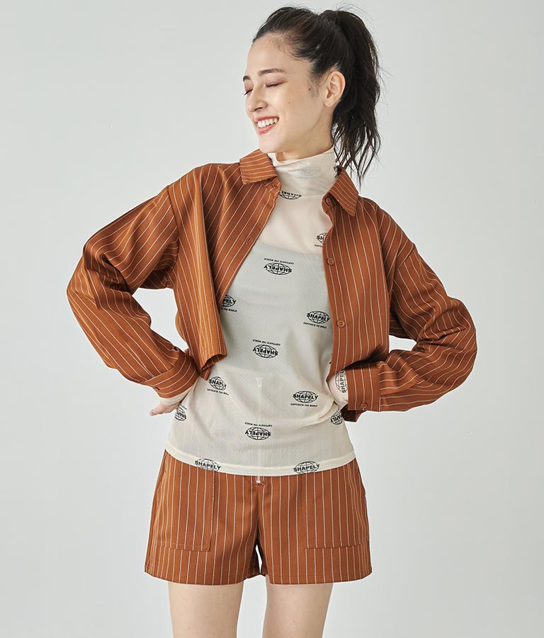 ロゴプリント シアー ハイネック トップス 793-9031