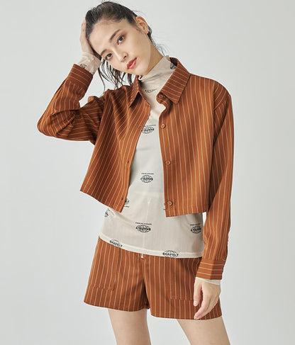 ロゴプリント シアー ハイネック トップス 793-9031