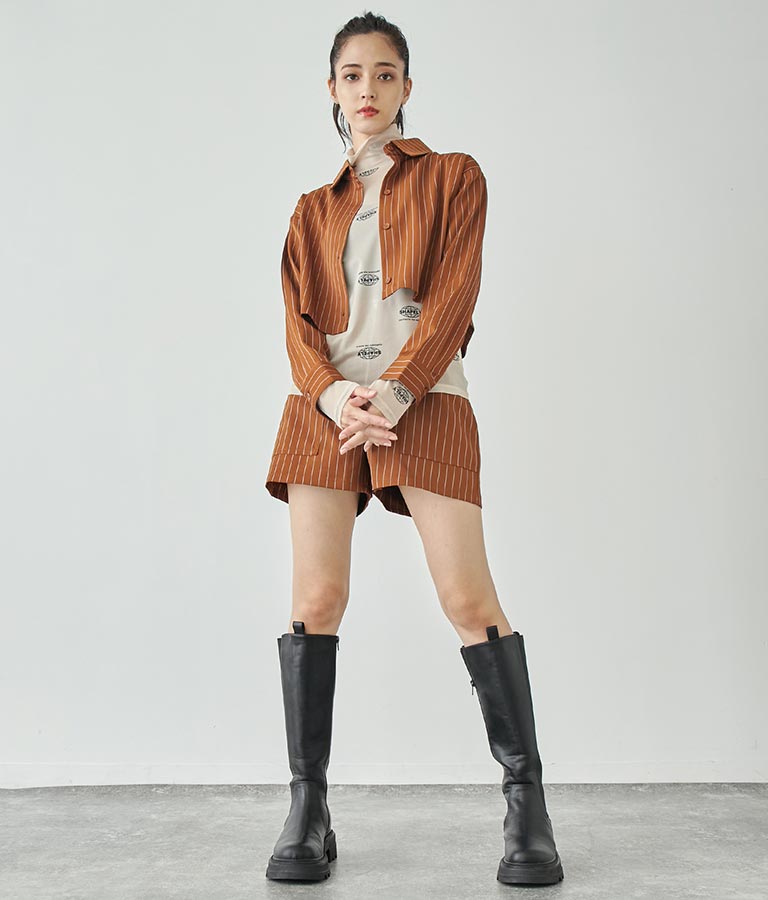 ロゴプリント シアー ハイネック トップス 793-9031