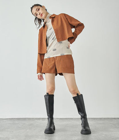 ロゴプリント シアー ハイネック トップス 793-9031