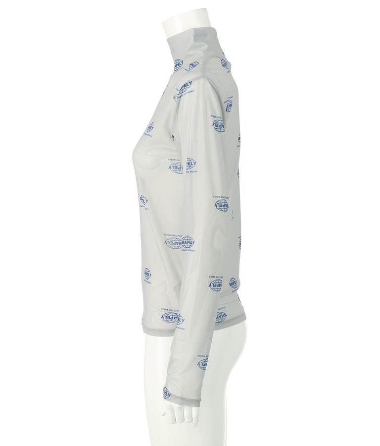 ロゴプリント シアー ハイネック トップス 793-9031