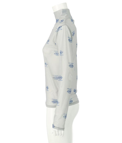 ロゴプリント シアー ハイネック トップス 793-9031