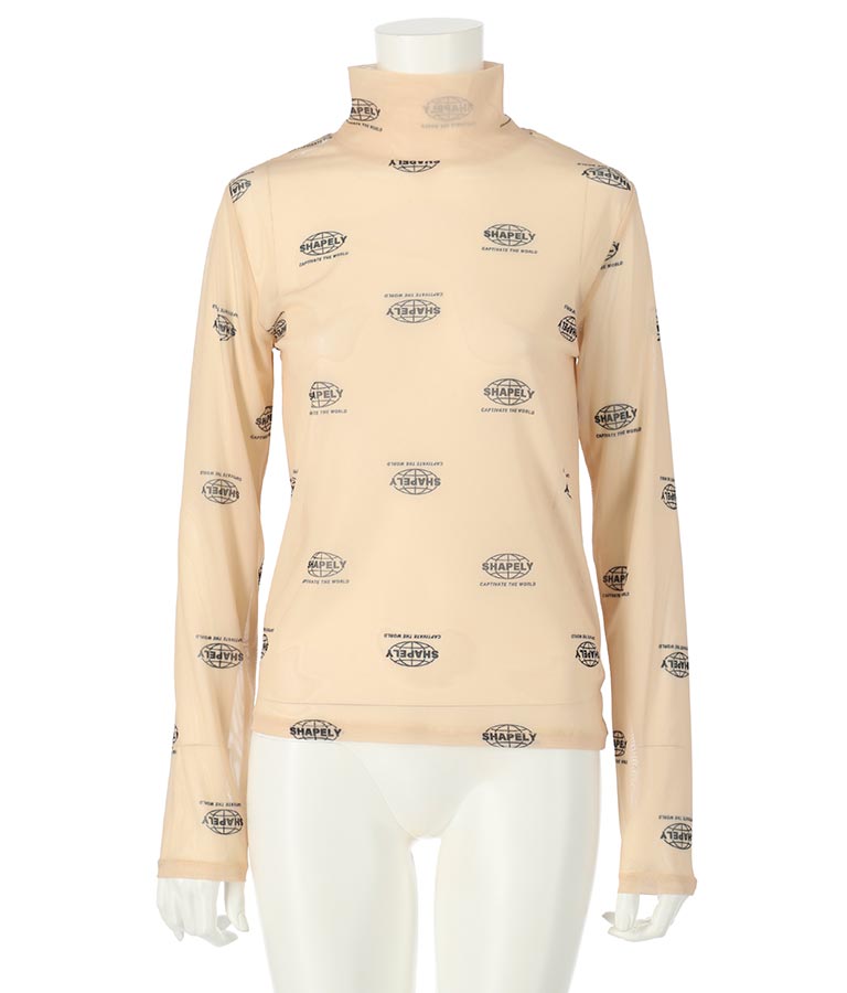 ロゴプリント シアー ハイネック トップス 793-9031