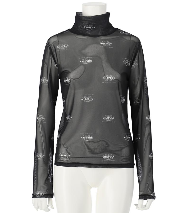 ロゴプリント シアー ハイネック トップス 793-9031