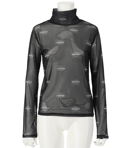 ロゴプリント シアー ハイネック トップス 793-9031