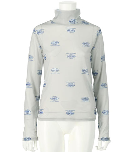 ロゴプリント シアー ハイネック トップス 793-9031