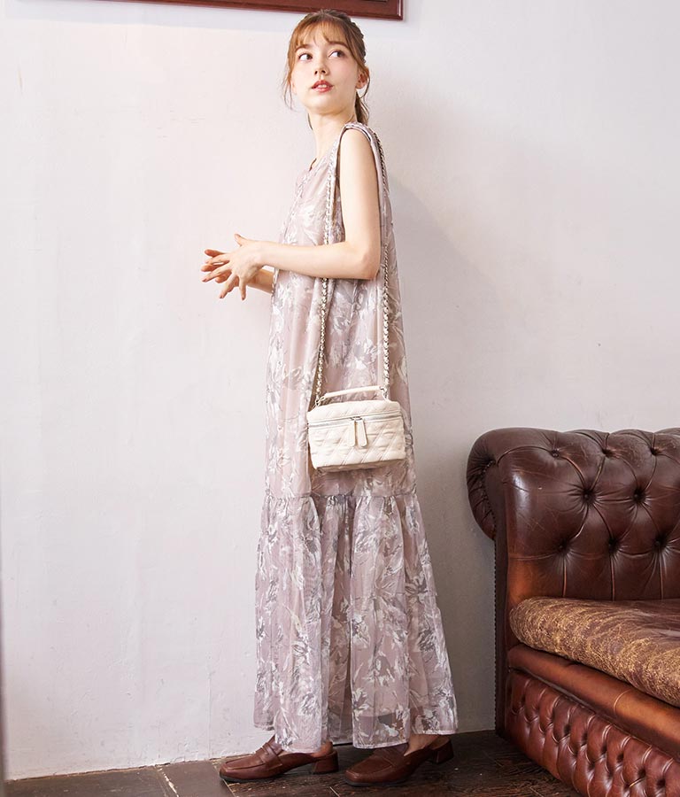 メッシュプリントティアードワンピース 527-6725