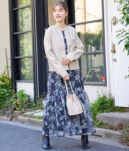 メッシュプリントティアードワンピース 527-6725