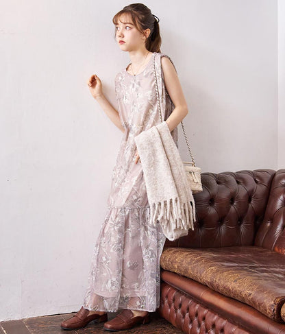 メッシュプリントティアードワンピース 527-6725