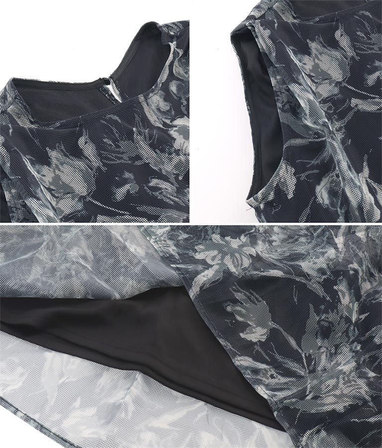 メッシュプリントティアードワンピース 527-6725